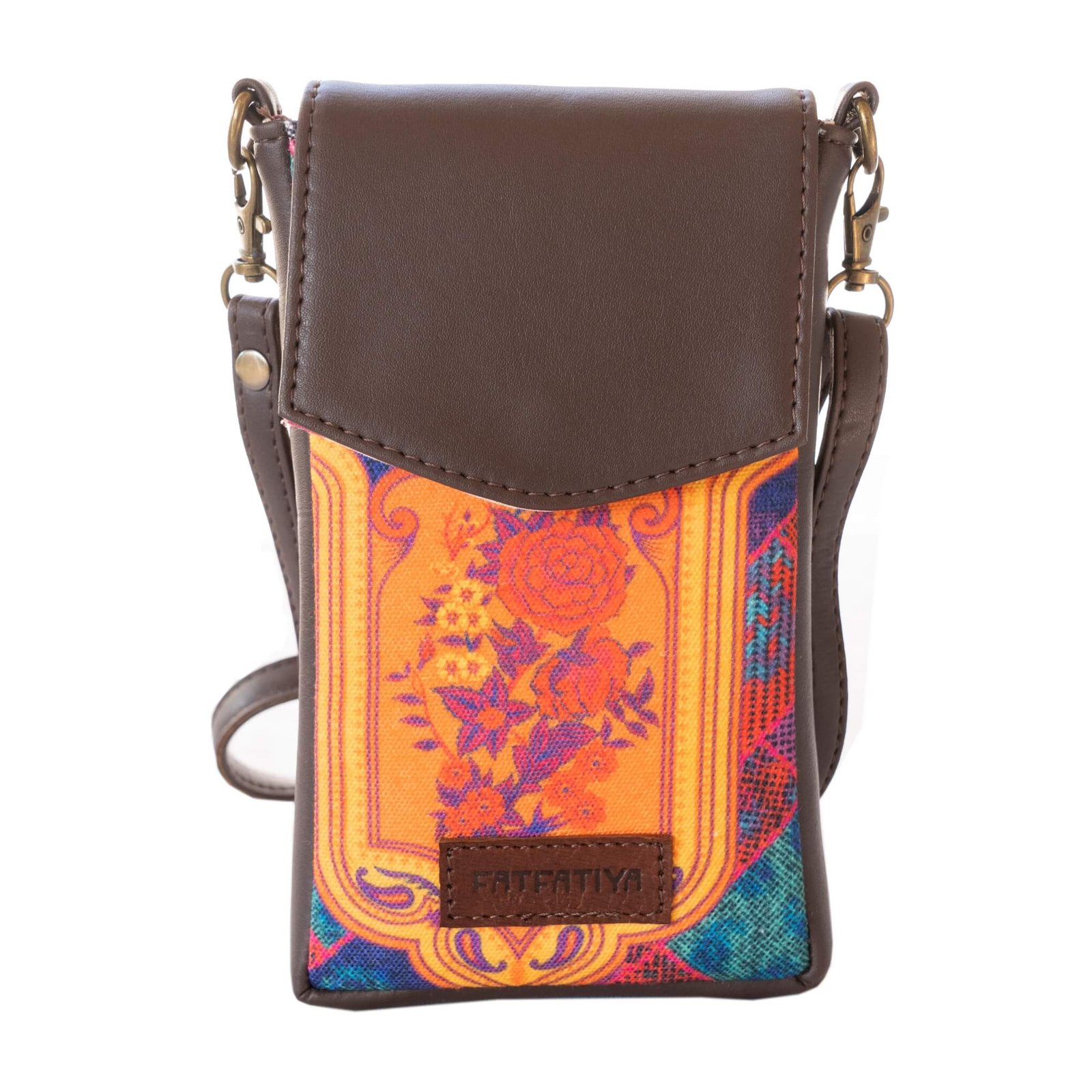 Multicoloured Motif Mobile Sling Bag