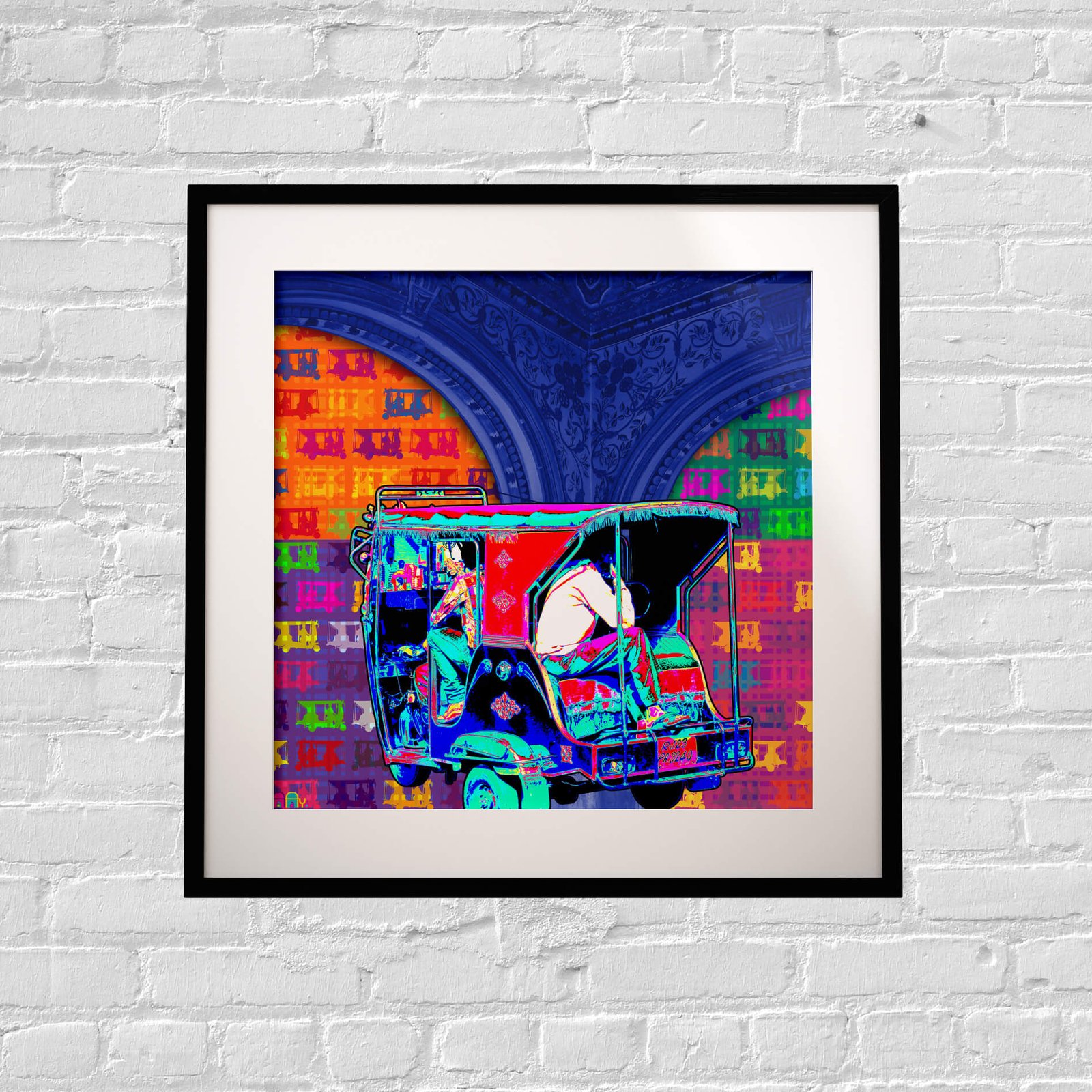 Colorful Taxi Art Print (9x9 Inches)