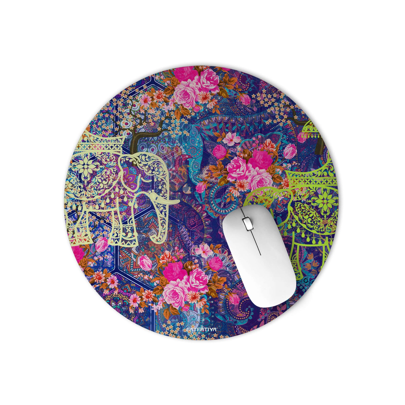 Indian Wedding Elephant Round Mouse Pad