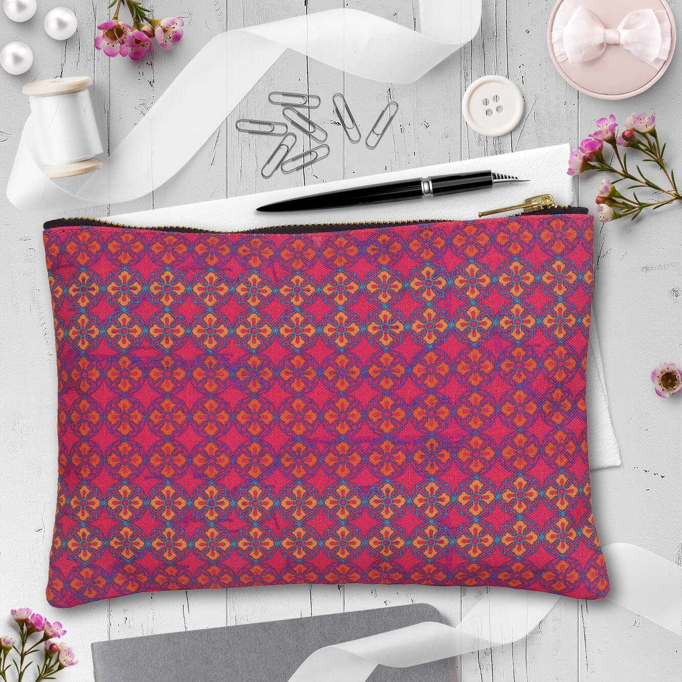 Sublime Flower Zipper Utility Pouch
